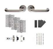 FDP1190SSS - Carlisle Brass Eurospec 'Nera' Satin Stainless Steel Fire Door Pack  - Contains 1 set of Safety Levers, 4" Fire Rated Hinges and a 76mm CE Tubular Mortice Latch