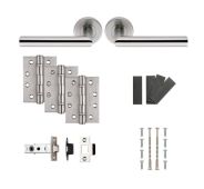 FDP1192SSS - Carlisle Brass Eurospec 'Treviri' Satin Stainless Steel Fire Door Pack  - Contains 1 set of Mitred Levers, 4" Fire Rated Hinges and a 76mm CE Tubular Mortice Latch