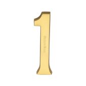C1564 1-ULB Heritage Brass Numeral 1 Concealed Fix 76mm (3") Unlacquered Brass