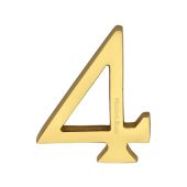 C1564 4-ULB Heritage Brass Numeral 4 Concealed Fix 76mm (3") Unlacquered Brass