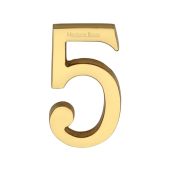 C1564 5-ULB Heritage Brass Numeral 5 Concealed Fix 76mm (3") Unlacquered Brass