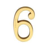 C1564 6-ULB Heritage Brass Numeral 6 Concealed Fix 76mm (3") Unlacquered Brass