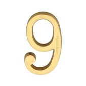 C1564 9-ULB Heritage Brass Numeral 9 Concealed Fix 76mm (3") Unlacquered Brass