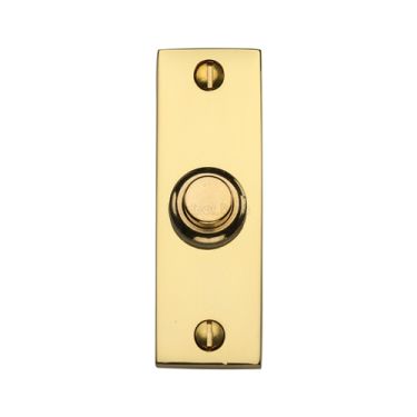 Click Here To Enlarge This Photo Of V1182-ULB Heritage Brass Rectangular Bell Push 3" x 1" Unlacquered Brass finish
