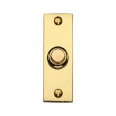 V1182-ULB Heritage Brass Rectangular Bell Push 3" x 1" Unlacquered Brass finish