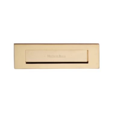 Click Here To Enlarge This Photo Of V850 254-ULB Heritage Brass Letterplate 10" x 3" Unlacquered Brass finish