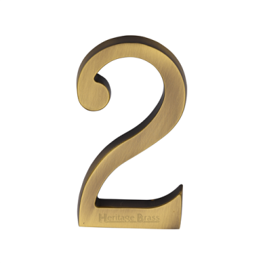 Click Here To Enlarge This Photo Of C1564 2-AT Heritage Brass Numeral 2 Concealed Fix 76mm (3") Antique Brass finish