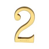 C1564 2-PB Heritage Brass Numeral 2 Concealed Fix 76mm (3") Polished Brass finish