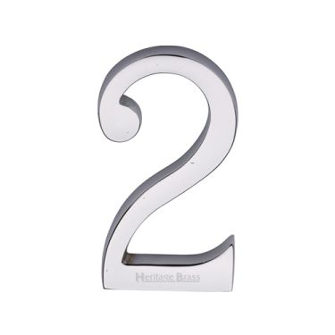 Click Here To Enlarge This Photo Of C1564 2-PC Heritage Brass Numeral 2 Concealed Fix 76mm (3") Polished Chrome finish