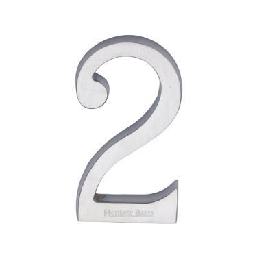 Click Here To Enlarge This Photo Of C1564 2-SC Heritage Brass Numeral 2 Concealed Fix 76mm (3") Satin Chrome finish