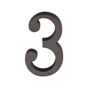 Click Here To Enlarge This Photo Of C1564 3-MB Heritage Brass Numeral 3 Concealed Fix 76mm (3") Matt Bronze finish