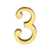 C1564 3-PB Heritage Brass Numeral 3 Concealed Fix 76mm (3") Polished Brass finish