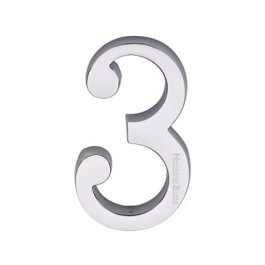 Click Here To Enlarge This Photo Of C1564 3-PC Heritage Brass Numeral 3 Concealed Fix 76mm (3") Polished Chrome finish