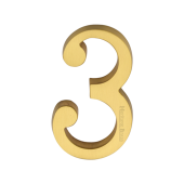 C1564 3-SB Heritage Brass Numeral 3 Concealed Fix 76mm (3") Satin Brass finish