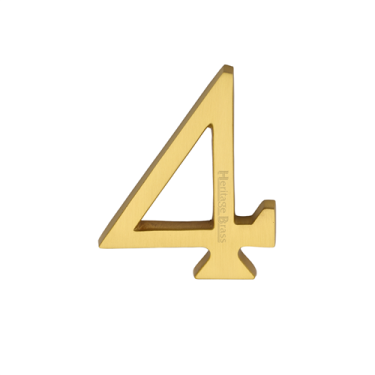 Click Here To Enlarge This Photo Of C1564 4-SB Heritage Brass Numeral 4 Concealed Fix 76mm (3") Satin Brass finish