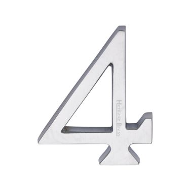 Click Here To Enlarge This Photo Of C1564 4-SC Heritage Brass Numeral 4 Concealed Fix 76mm (3") Satin Chrome finish