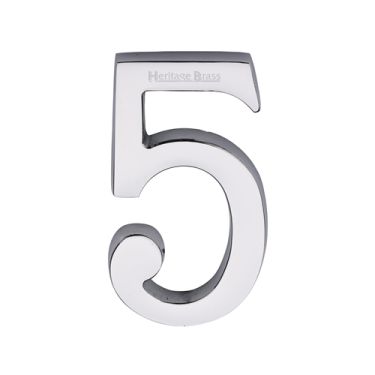 Click Here To Enlarge This Photo Of C1564 5-PC Heritage Brass Numeral 5 Concealed Fix 76mm (3") Polished Chrome finish