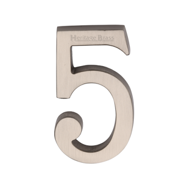Click Here To Enlarge This Photo Of C1564 5-SN Heritage Brass Numeral 5 Concealed Fix 76mm (3") Satin Nickel finish
