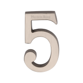 C1564 5-SN Heritage Brass Numeral 5 Concealed Fix 76mm (3") Satin Nickel finish