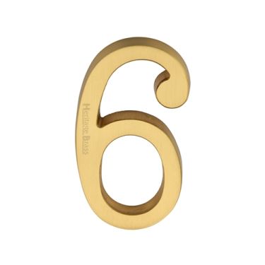 Click Here To Enlarge This Photo Of C1564 6-SB Heritage Brass Numeral 6 Concealed Fix 76mm (3") Satin Brass finish