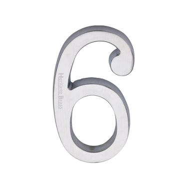Click Here To Enlarge This Photo Of C1564 6-SC Heritage Brass Numeral 6 Concealed Fix 76mm (3") Satin Chrome finish