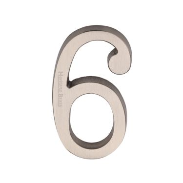 Click Here To Enlarge This Photo Of C1564 6-SN Heritage Brass Numeral 6 Concealed Fix 76mm (3") Satin Nickel finish