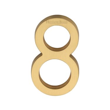 Click Here To Enlarge This Photo Of C1564 8-SB Heritage Brass Numeral 8 Concealed Fix 76mm (3") Satin Brass finish