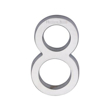 Click Here To Enlarge This Photo Of C1564 8-SC Heritage Brass Numeral 8 Concealed Fix 76mm (3") Satin Chrome finish