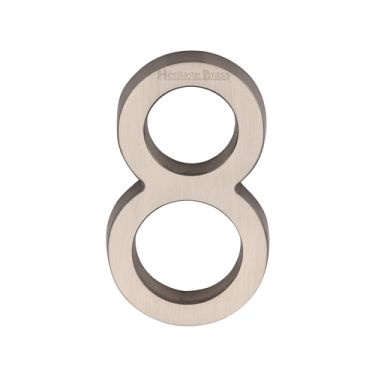 Click Here To Enlarge This Photo Of C1564 8-SN Heritage Brass Numeral 8 Concealed Fix 76mm (3") Satin Nickel finish