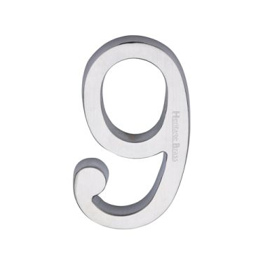 Click Here To Enlarge This Photo Of C1564 9-SC Heritage Brass Numeral 9 Concealed Fix 76mm (3") Satin Chrome finish