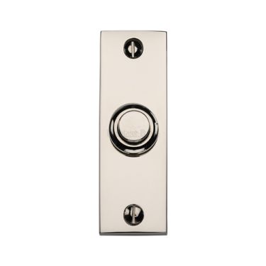 Click Here To Enlarge This Photo Of V1182-PNF Heritage Brass Rectangular Bell Push 3" x 1" Polished Nickel finish
