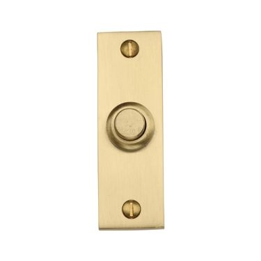 Click Here To Enlarge This Photo Of V1182-SB Heritage Brass Rectangular Bell Push 3" x 1" Satin Brass finish