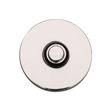 Click Here To Enlarge This Photo Of V1184-PNF Heritage Brass Round Bell Push 53mm Polished Nickel finish