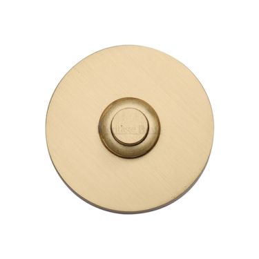 Click Here To Enlarge This Photo Of V1184-SB Heritage Brass Round Bell Push 53mm Satin Brass finish