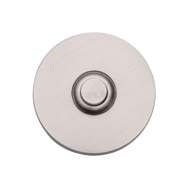 Click Here To Enlarge This Photo Of V1184-SN Heritage Brass Round Bell Push 53mm Satin Nickel finish