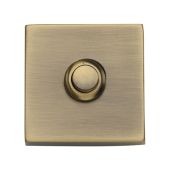 V1188-AT Heritage Brass Square Bell Push 54mm x 54mm Antique Brass finish