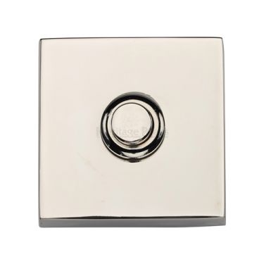Click Here To Enlarge This Photo Of V1188-PNF Heritage Brass Square Bell Push 54mm x 54mm Polished Nickel finish