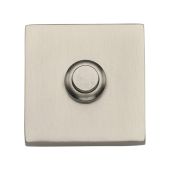 V1188-SN Heritage Brass Square Bell Push 54mm x 54mm Satin Nickel finish