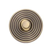 RR1186-AT Heritage Brass Reeded Bell Push 53mm Antique Brass finish