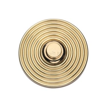 Click Here To Enlarge This Photo Of RR1186-PB Heritage Brass Reeded Bell Push 53mm Polished Brass finish