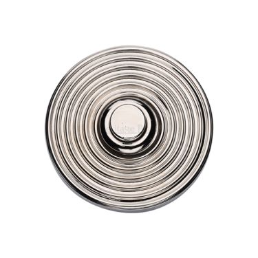 Click Here To Enlarge This Photo Of RR1186-PNF Heritage Brass Reeded Bell Push 53mm Polished Nickel finish