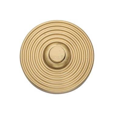 Click Here To Enlarge This Photo Of RR1186-SB Heritage Brass Reeded Bell Push 53mm Satin Brass finish