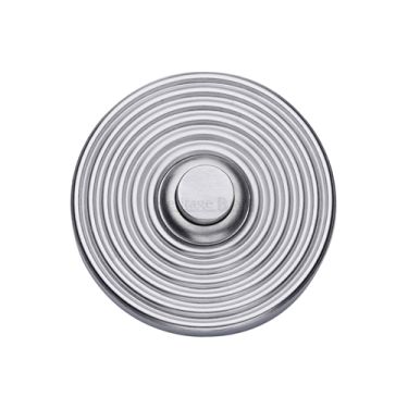 Click Here To Enlarge This Photo Of RR1186-SC Heritage Brass Reeded Bell Push 53mm Satin Chrome finish