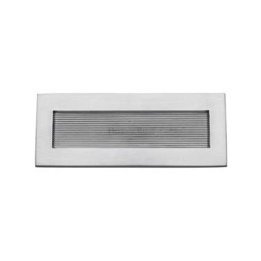 Click Here To Enlarge This Photo Of RR852 254.101-SC Heritage Brass Reeded Letterplate 10" x 4" Satin Chrome finish