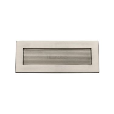 Click Here To Enlarge This Photo Of RR852 254.101-SN Heritage Brass Reeded Letterplate 10" x 4" Satin Nickel finish
