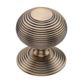 RR906-AT Heritage Brass Centre Door Knob Reeded Design 3 1/2" Antique Brass Finish