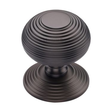 Click Here To Enlarge This Photo Of RR906-MB Heritage Brass Centre Door Knob Reeded Design 3 1/2" Matt Bronze Finish