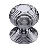 RR906-PC Heritage Brass Centre Door Knob Reeded Design 3 1/2" Polished Chrome Finish