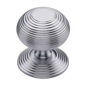 RR906-SC Heritage Brass Centre Door Knob Reeded Design 3 1/2" Satin Chrome Finish