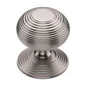 RR906-SN Heritage Brass Centre Door Knob Reeded Design 3 1/2" Satin Nickel Finish